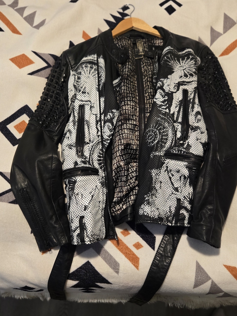 Sons of Heroes Genuine Leather Studded Jacket | Any Old Iron | Black | Size S